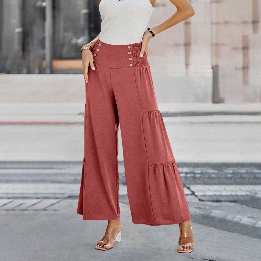 Elegant Wide-Leg Pants in Terracotta